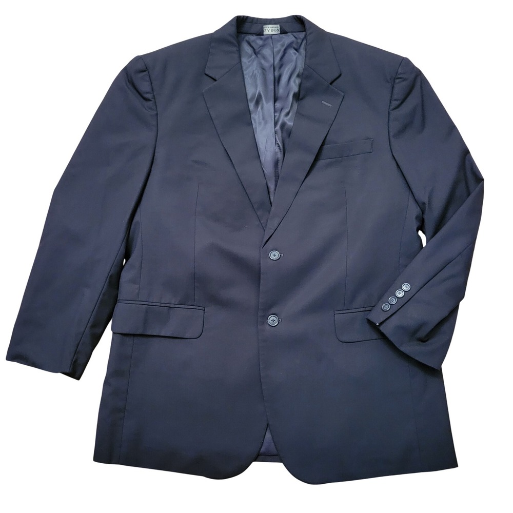 Jos A Bank 43R Blazer Navy Blue 100%‎ Wool CLASSIC Preppy Academia Dapper Twee
